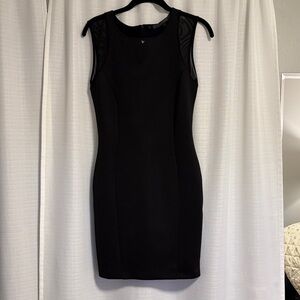 Guess Black Mesh Detail Mini Dress
